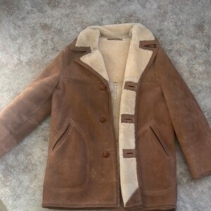 Saks Fifth Avenue Spring Lamb Hide Cream Shearling Coat